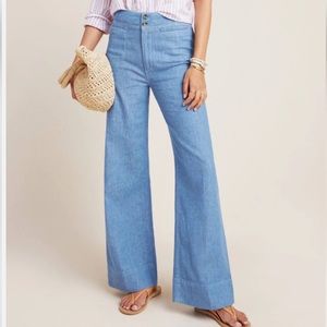 NWT Pilcro by Anthropologie High-Rise Wide-Leg Trouser Jeans, Size 28